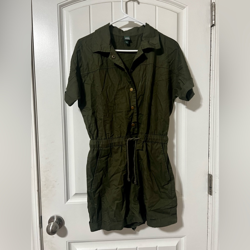 Green Button Up Romper